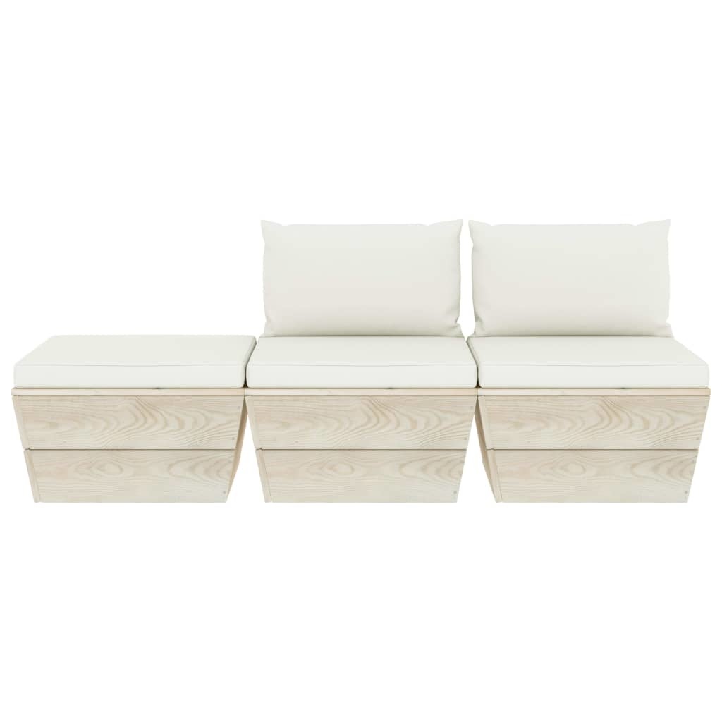 VidaXL 3-delige Loungeset met kussens pallet vurenhout
