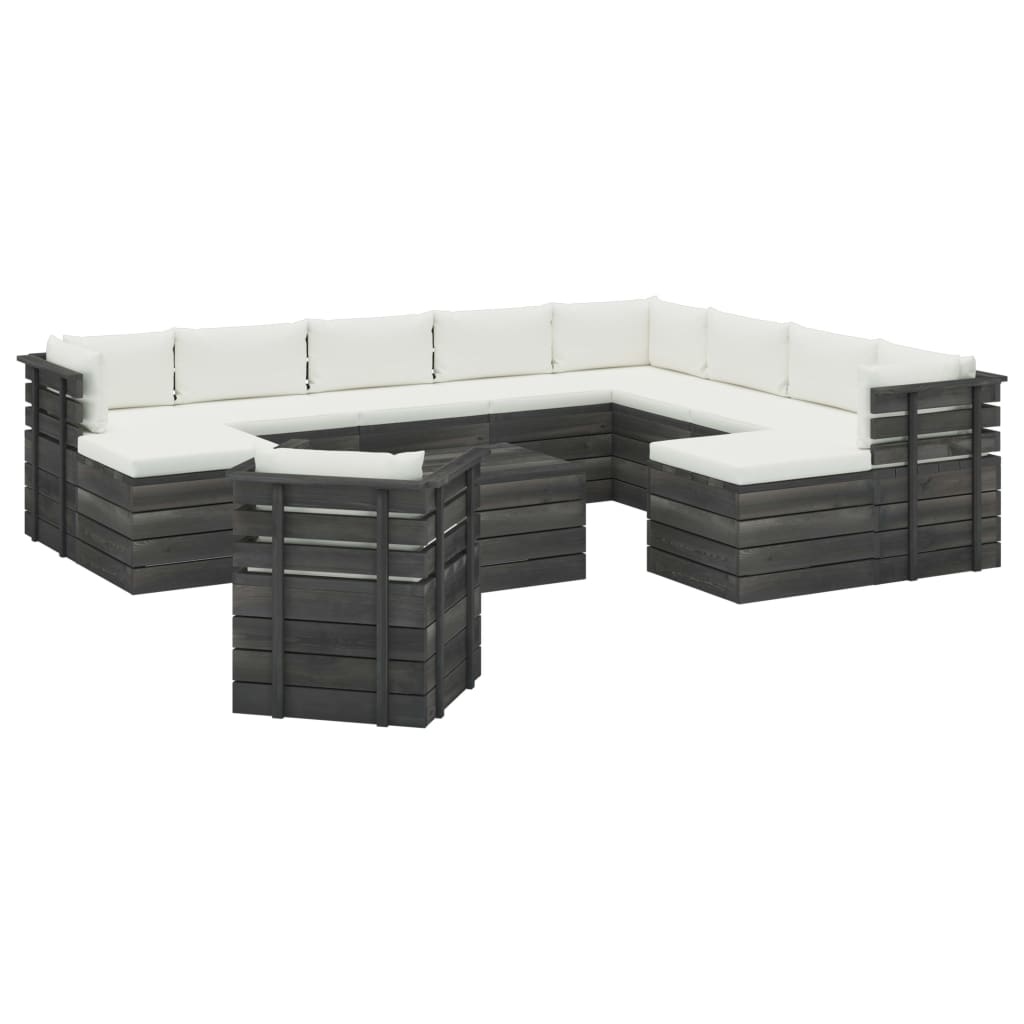 VidaXL 12-delige Loungeset met kussens pallet massief grenenhout