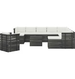 VidaXL 12-delige Loungeset met kussens pallet massief grenenhout