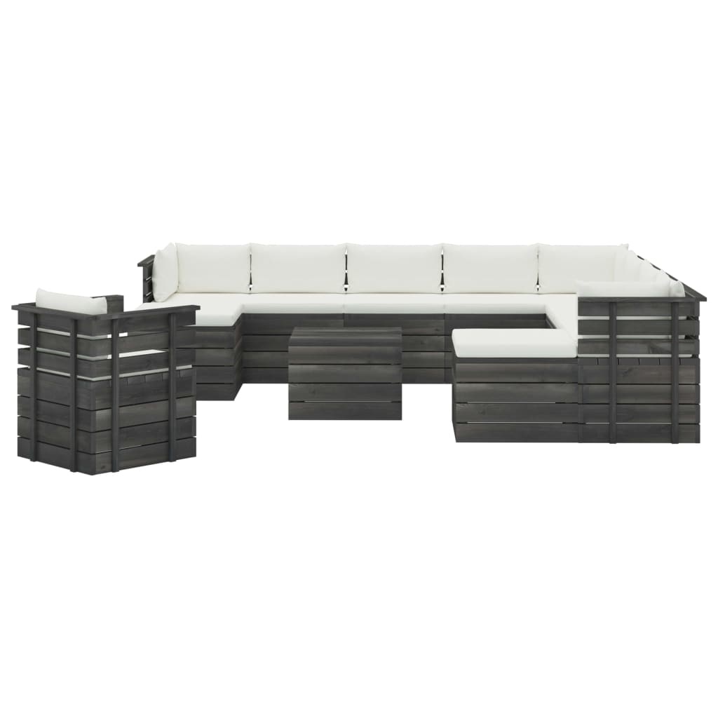 VidaXL 12-delige Loungeset met kussens pallet massief grenenhout
