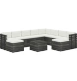 VidaXL 11-delige Loungeset met kussens pallet massief grenenhout
