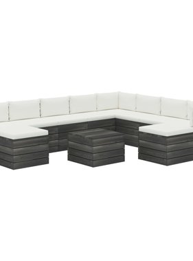 VidaXL 11-delige Loungeset met kussens pallet massief grenenhout