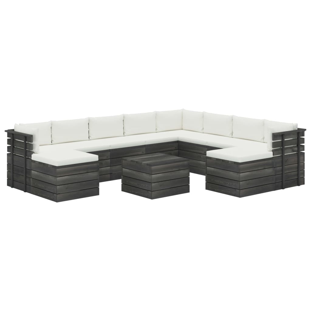 VidaXL 11-delige Loungeset met kussens pallet massief grenenhout