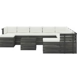VidaXL 11-delige Loungeset met kussens pallet massief grenenhout