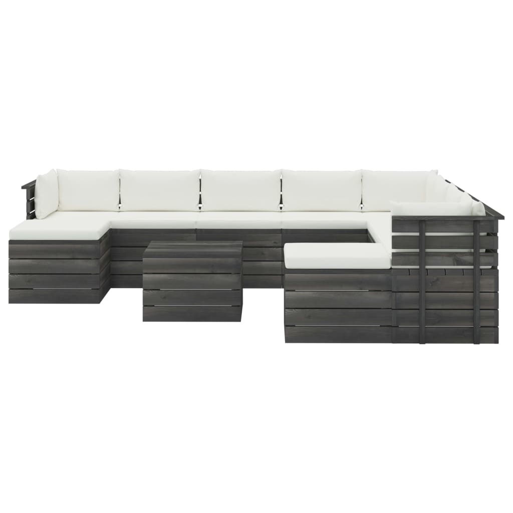 VidaXL 11-delige Loungeset met kussens pallet massief grenenhout