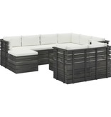 VidaXL 10-delige Loungeset met kussens pallet massief grenenhout