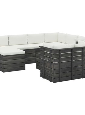VidaXL 10-delige Loungeset met kussens pallet massief grenenhout