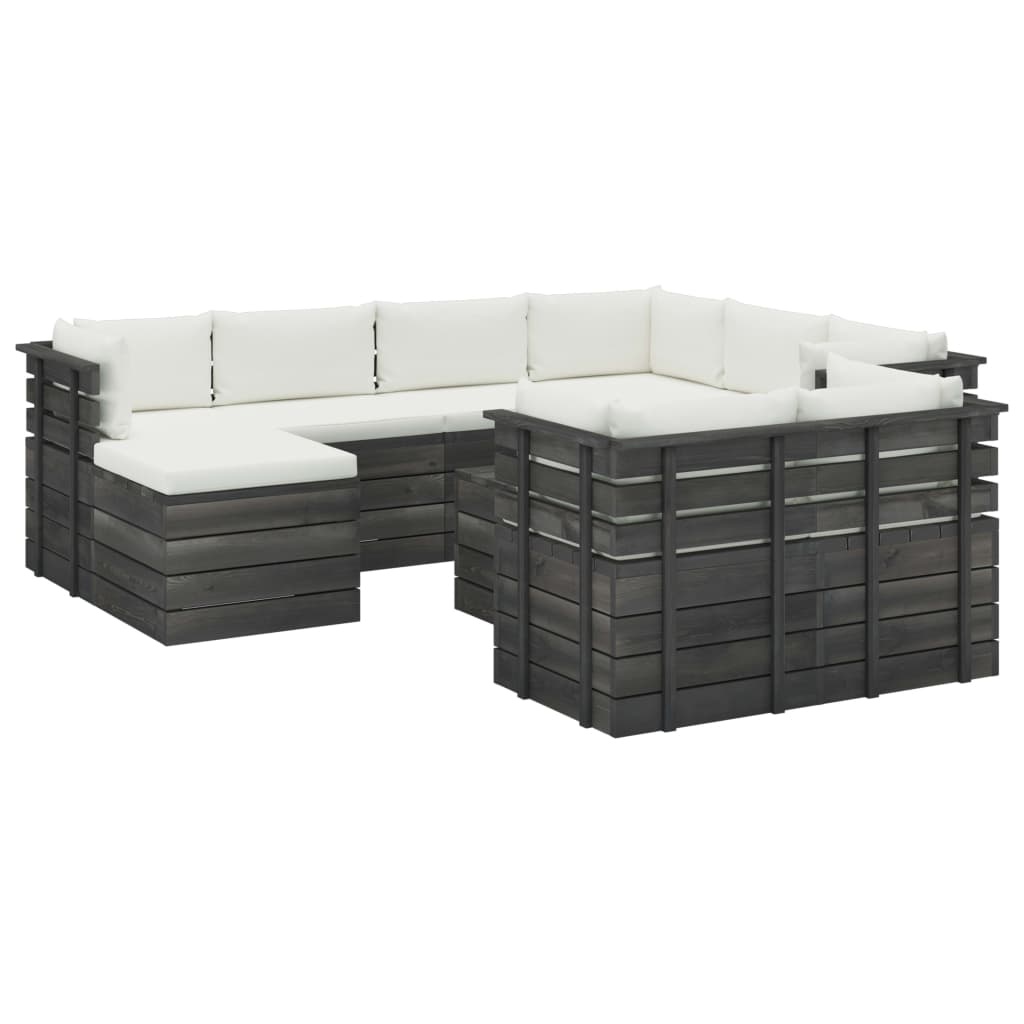 VidaXL 10-delige Loungeset met kussens pallet massief grenenhout