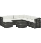 VidaXL 9-delige Loungeset met kussens pallet massief grenenhout