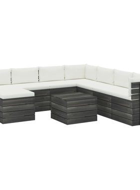 VidaXL 9-delige Loungeset met kussens pallet massief grenenhout