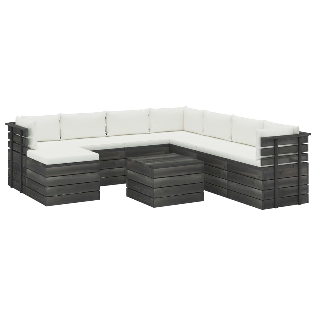 VidaXL 9-delige Loungeset met kussens pallet massief grenenhout