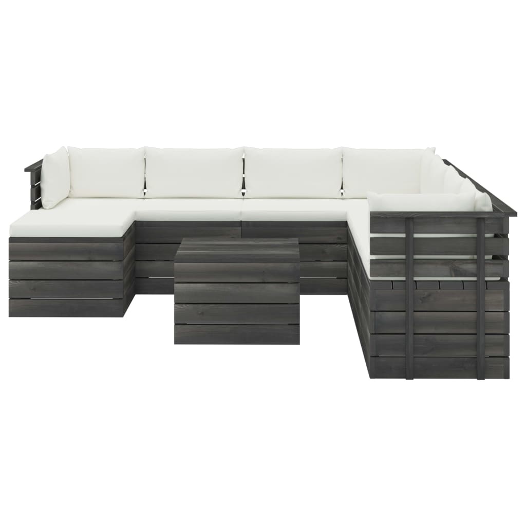VidaXL 9-delige Loungeset met kussens pallet massief grenenhout