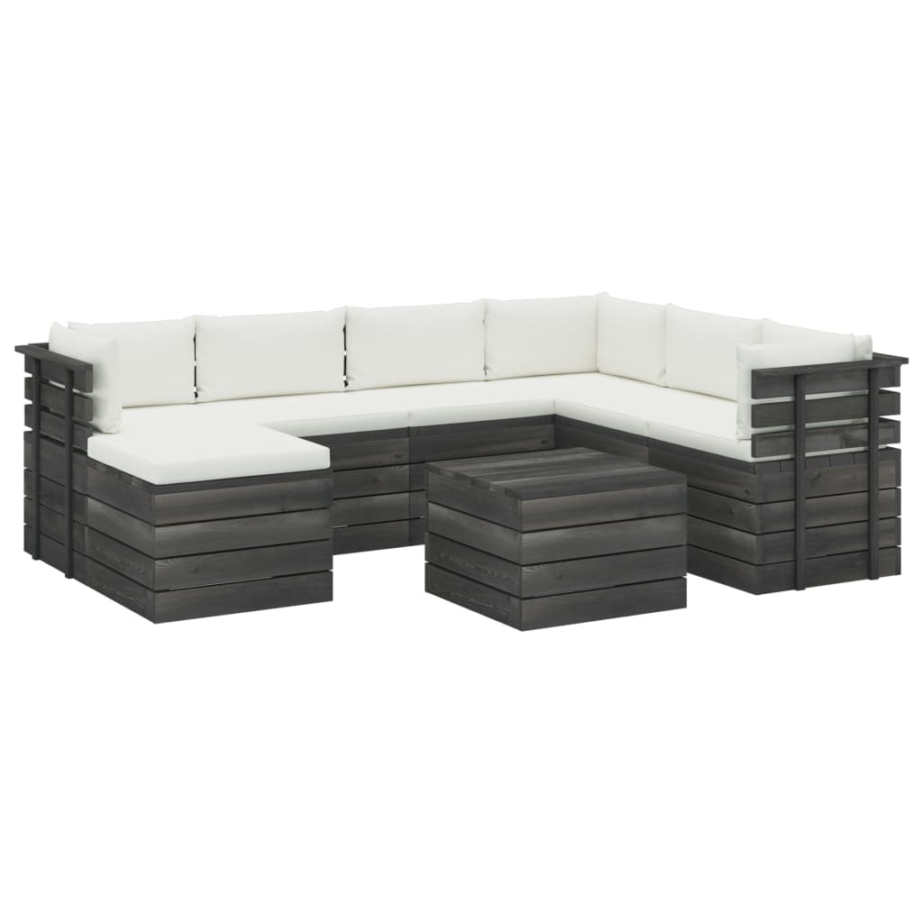 VidaXL 8-delige Loungeset met kussens pallet massief grenenhout