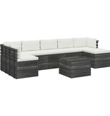 vidaXL 8-delige Loungeset met kussens pallet massief grenenhout