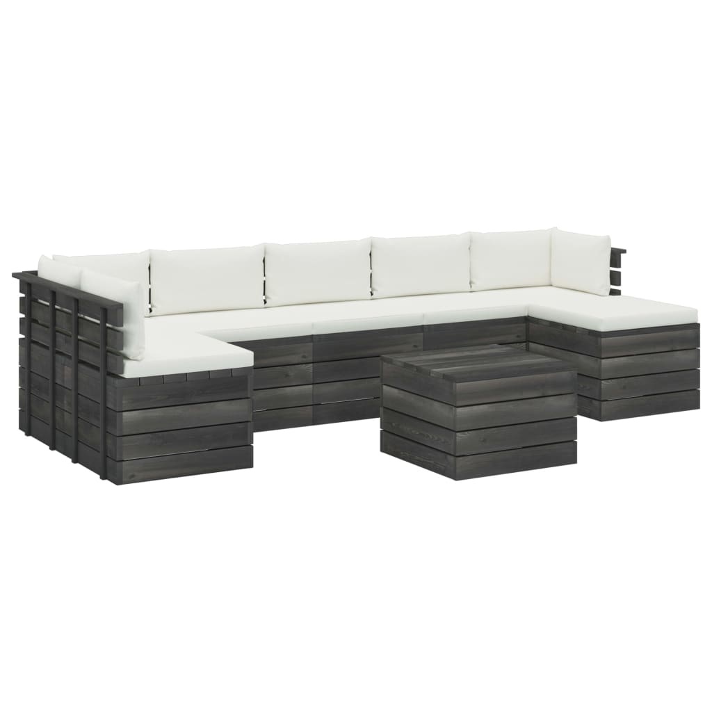 vidaXL 8-delige Loungeset met kussens pallet massief grenenhout