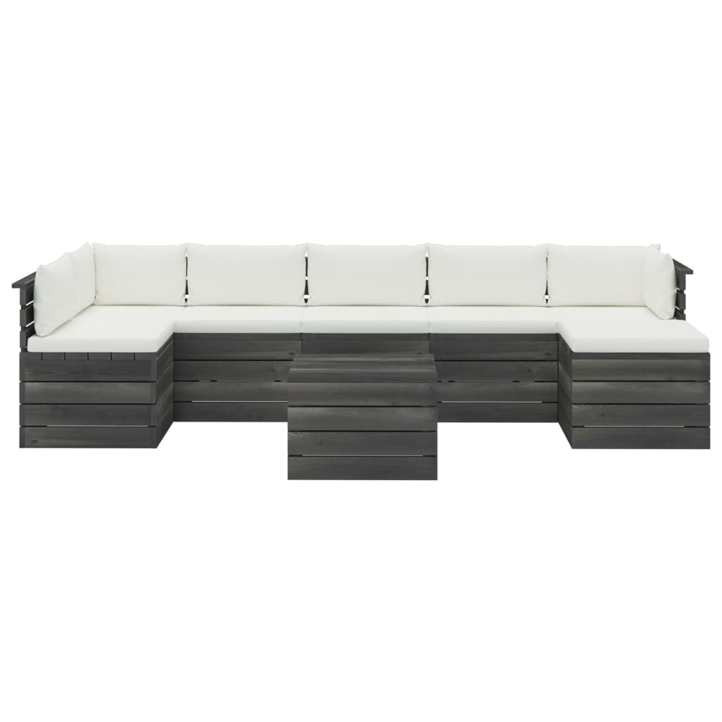 vidaXL 8-delige Loungeset met kussens pallet massief grenenhout