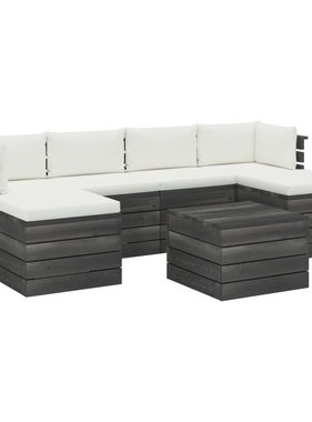 VidaXL 7-delige Loungeset met kussens pallet massief grenenhout