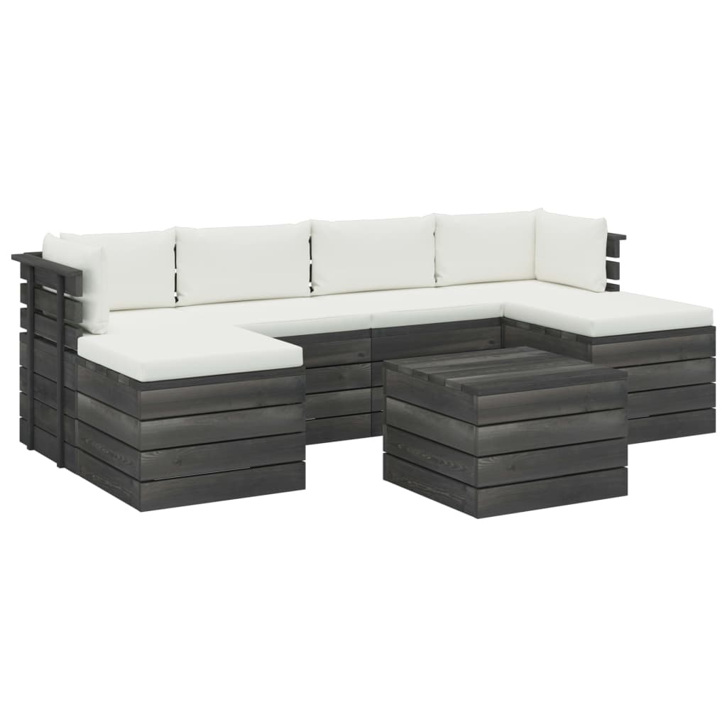 VidaXL 7-delige Loungeset met kussens pallet massief grenenhout