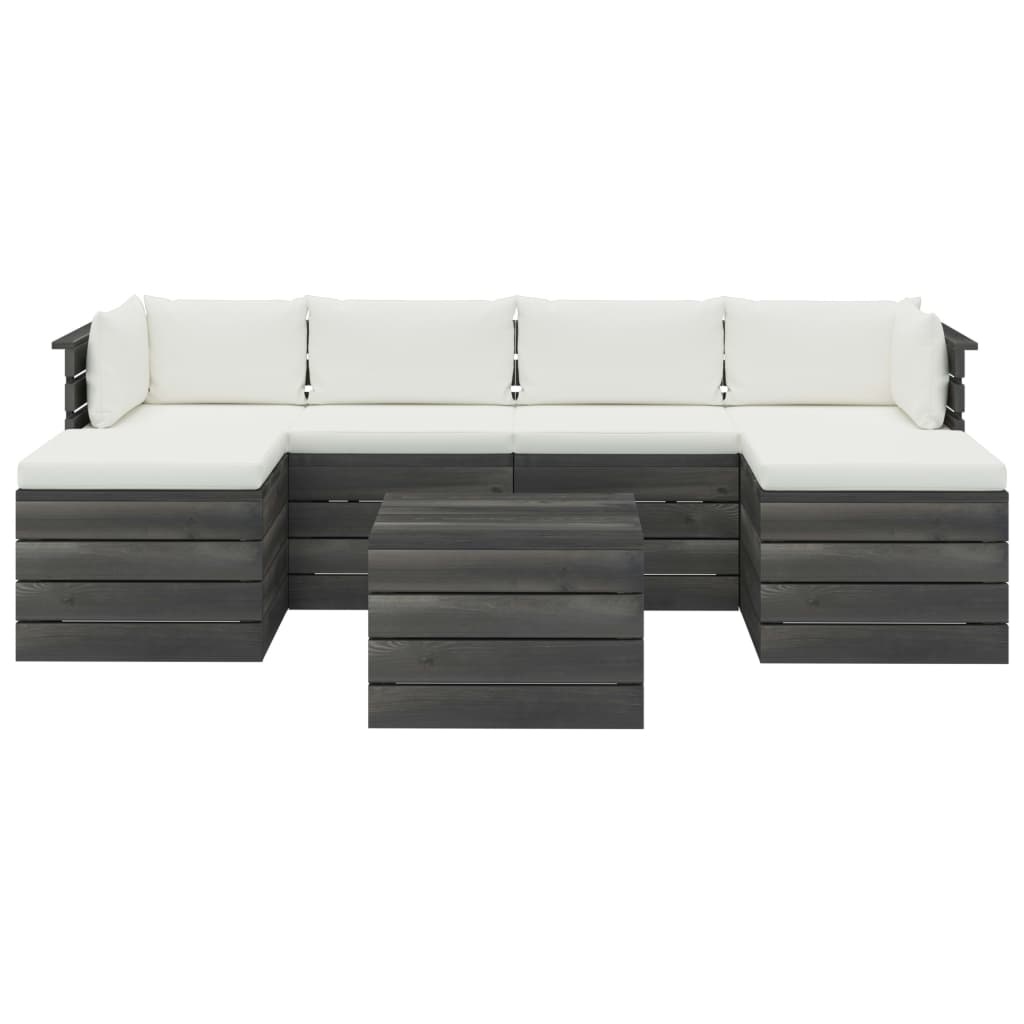 VidaXL 7-delige Loungeset met kussens pallet massief grenenhout