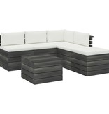VidaXL 6-delige Loungeset met kussens pallet grenenhout