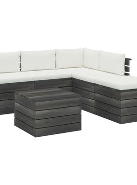 VidaXL 6-delige Loungeset met kussens pallet grenenhout