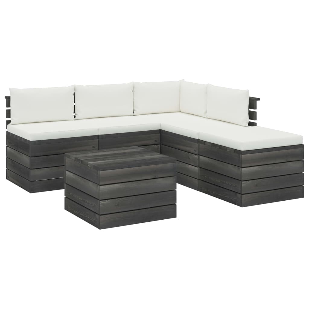 VidaXL 6-delige Loungeset met kussens pallet grenenhout