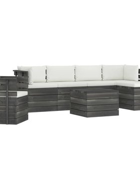 VidaXL 7-delige Loungeset met kussens pallet massief grenenhout