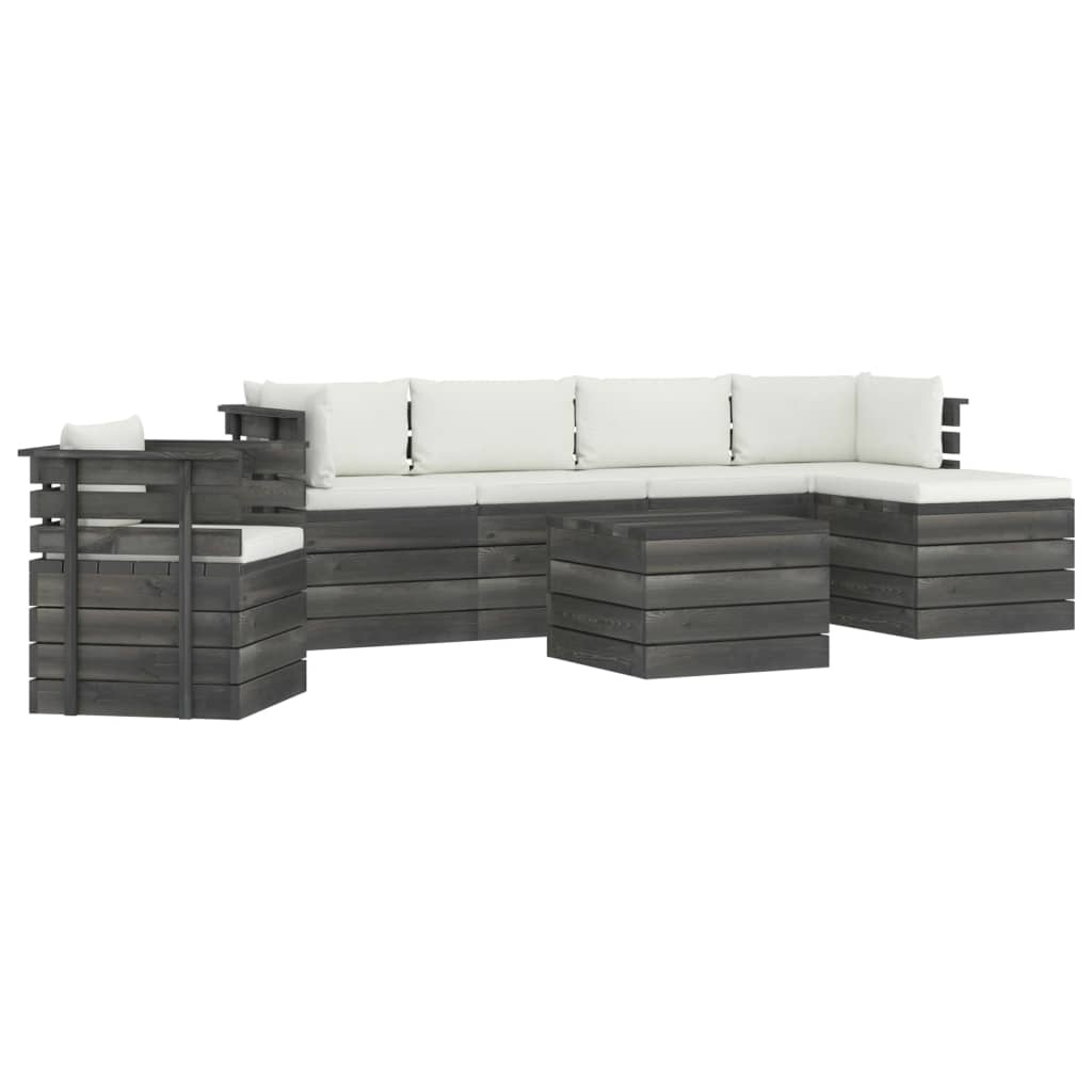 VidaXL 7-delige Loungeset met kussens pallet massief grenenhout