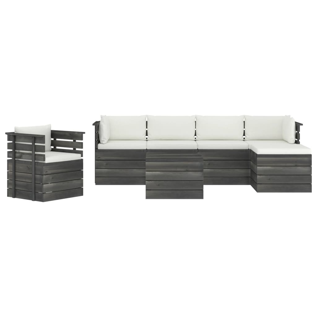 VidaXL 7-delige Loungeset met kussens pallet massief grenenhout