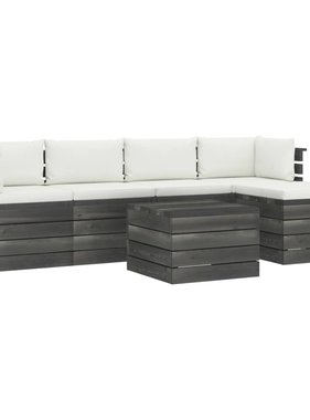 VidaXL 6-delige Loungeset met kussens pallet massief grenenhout