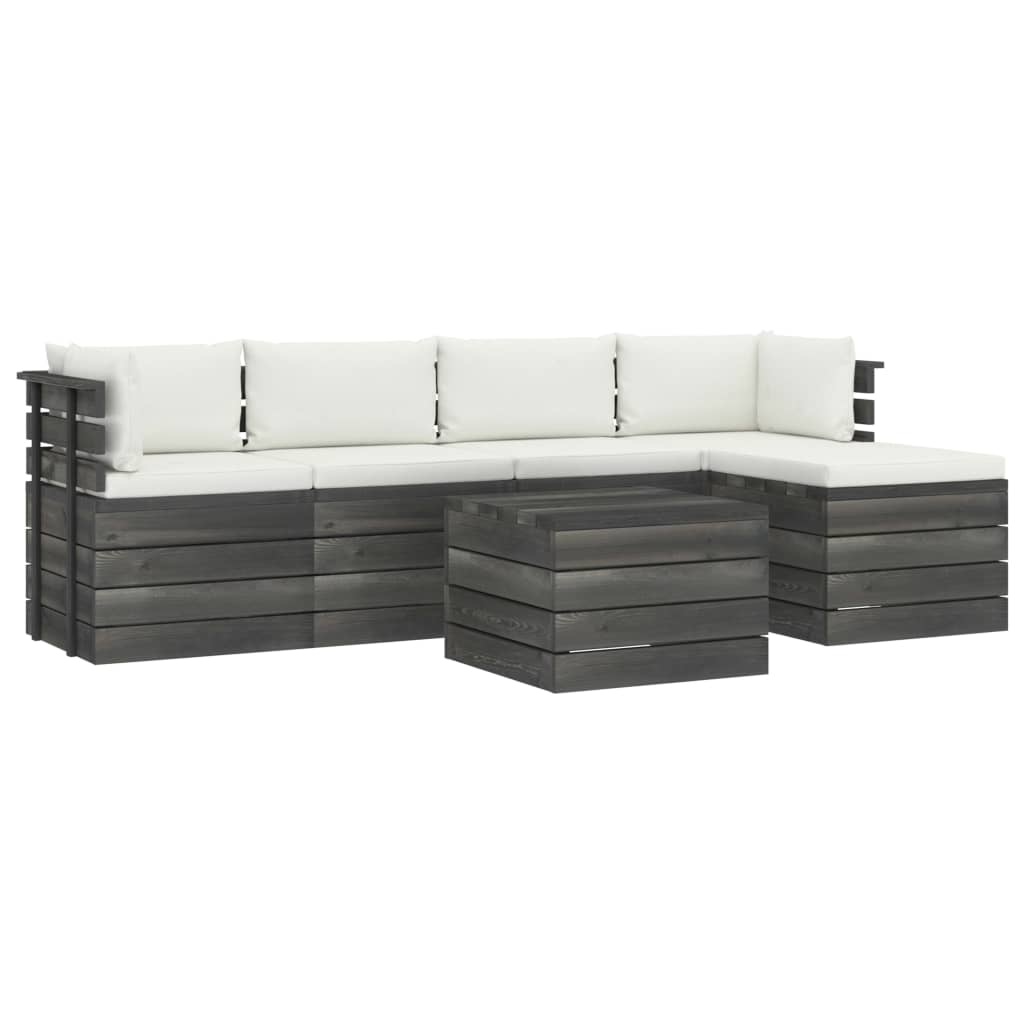 VidaXL 6-delige Loungeset met kussens pallet massief grenenhout