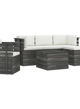 VidaXL 6-delige Loungeset met kussens pallet massief grenenhout
