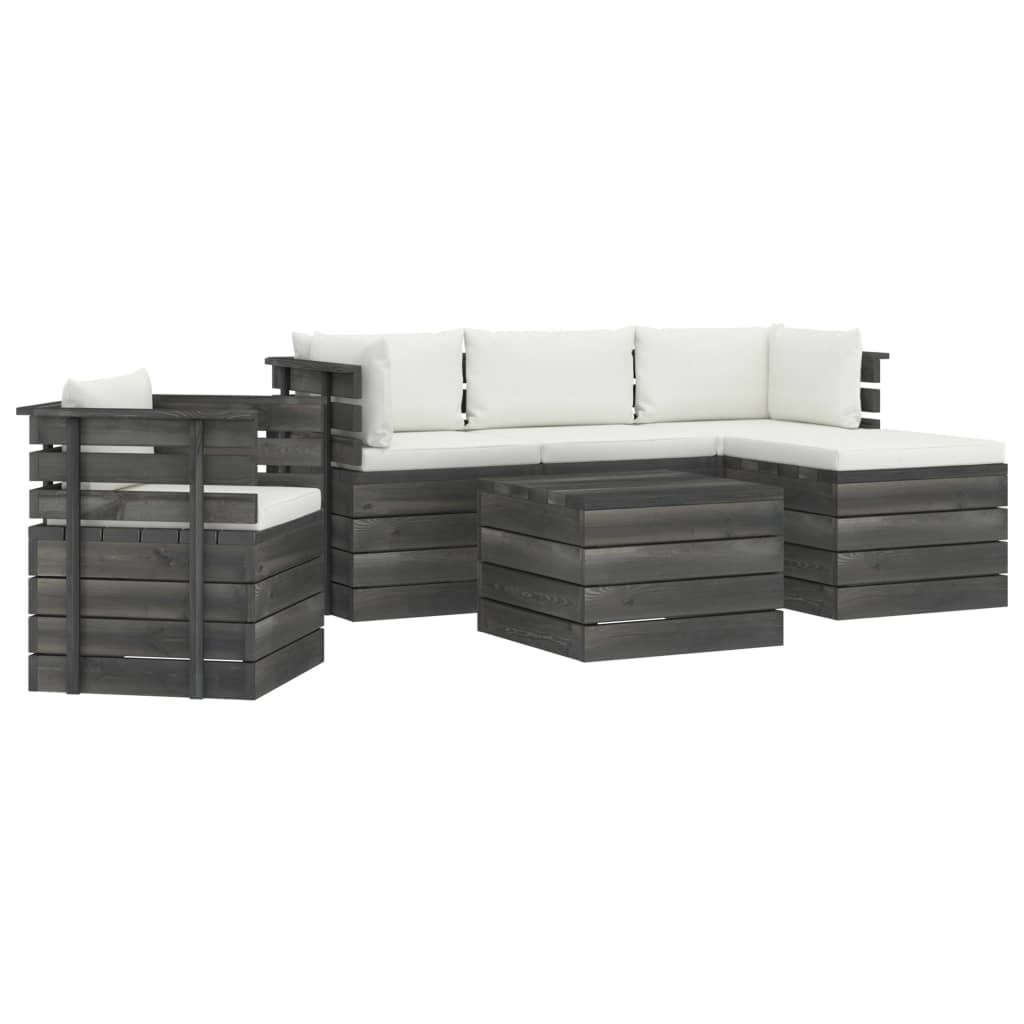 VidaXL 6-delige Loungeset met kussens pallet massief grenenhout