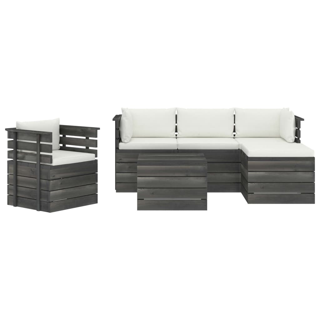 VidaXL 6-delige Loungeset met kussens pallet massief grenenhout
