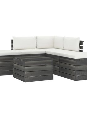 VidaXL 6-delige Loungeset met kussens pallet massief grenenhout