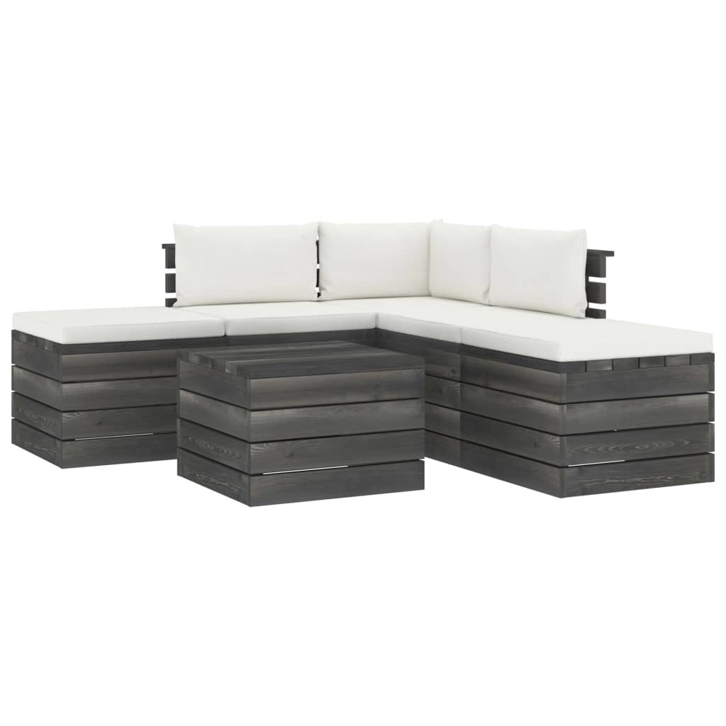 VidaXL 6-delige Loungeset met kussens pallet massief grenenhout