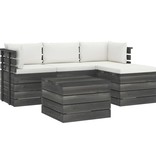 VidaXL 5-delige Loungeset met kussens pallet massief grenenhout