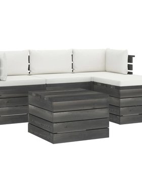 VidaXL 5-delige Loungeset met kussens pallet massief grenenhout