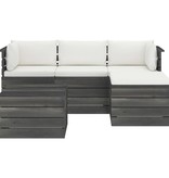 VidaXL 5-delige Loungeset met kussens pallet massief grenenhout