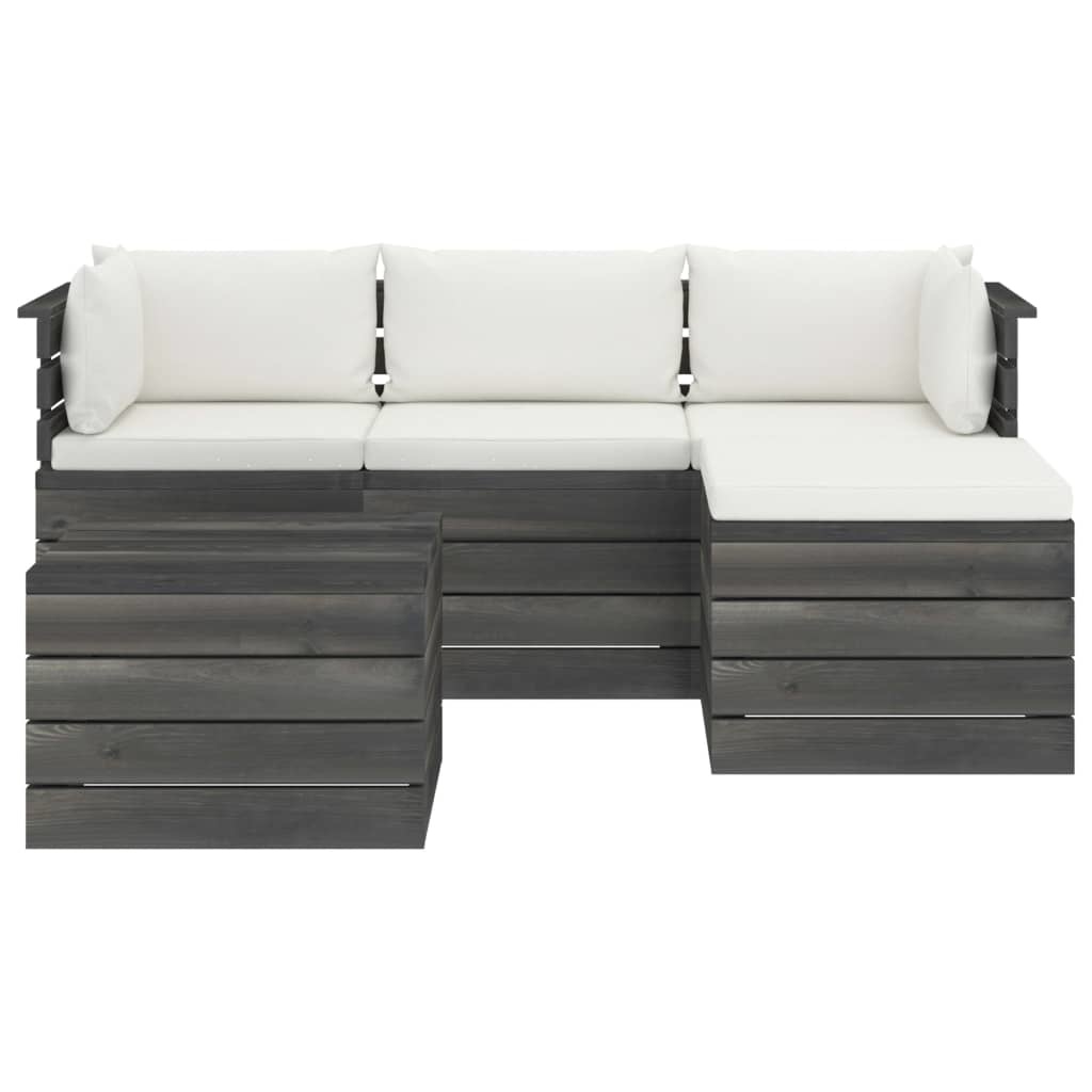 VidaXL 5-delige Loungeset met kussens pallet massief grenenhout