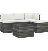 VidaXL 5-delige Loungeset met kussens pallet massief grenenhout