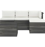 VidaXL 5-delige Loungeset met kussens pallet massief grenenhout