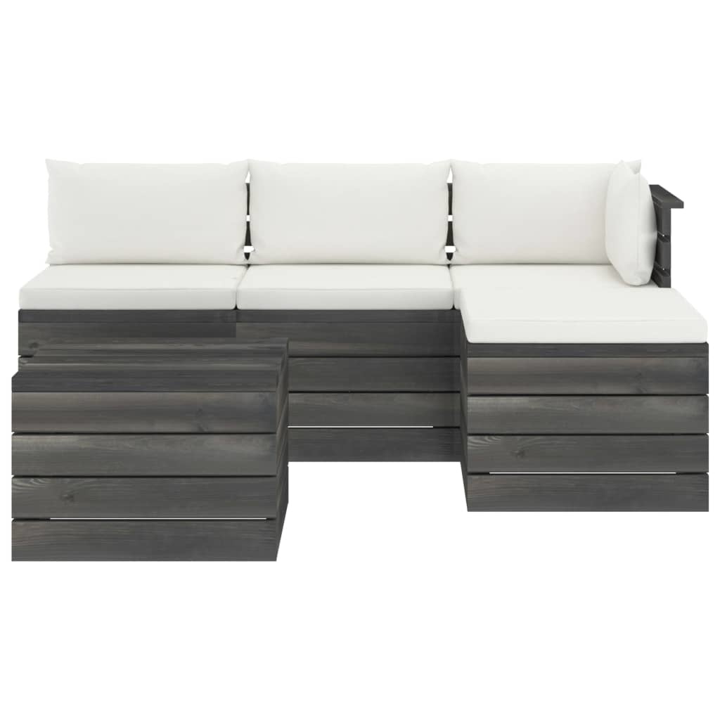 VidaXL 5-delige Loungeset met kussens pallet massief grenenhout