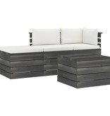 VidaXL 4-delige Loungeset met kussens pallet massief grenenhout