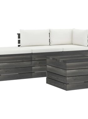 VidaXL 4-delige Loungeset met kussens pallet massief grenenhout