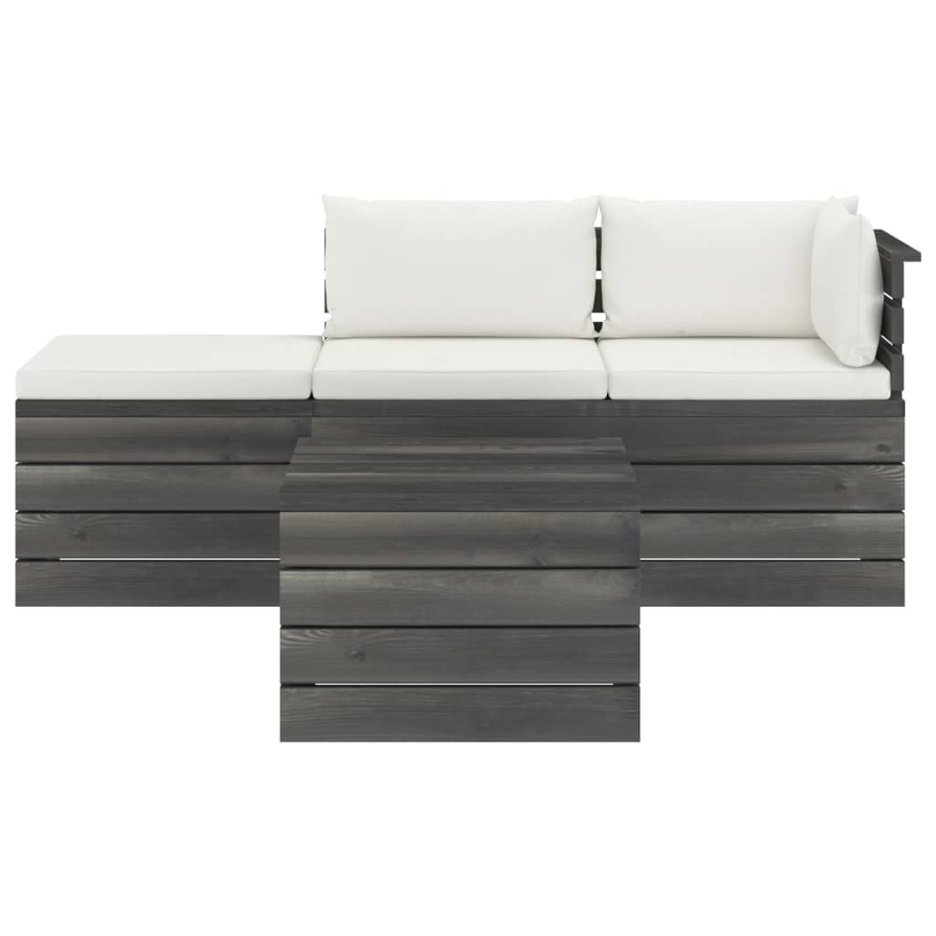 VidaXL 4-delige Loungeset met kussens pallet massief grenenhout