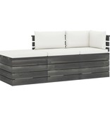 VidaXL 3-delige Loungeset met kussens pallet massief grenenhout