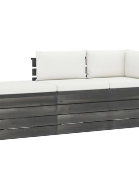 VidaXL 3-delige Loungeset met kussens pallet massief grenenhout
