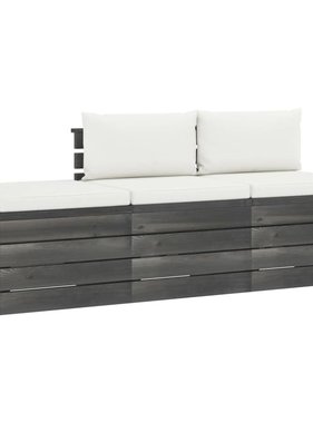 VidaXL 3-delige Loungeset met kussens pallet massief grenenhout