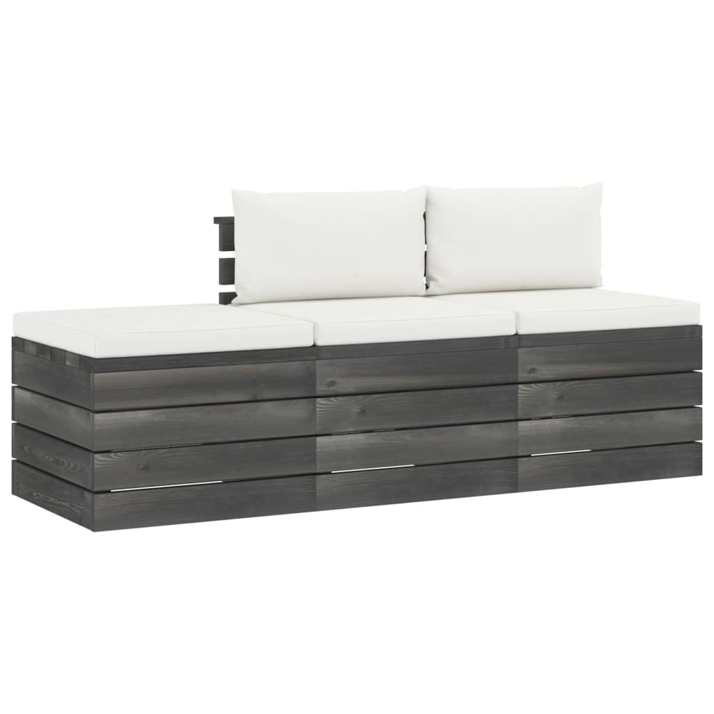 VidaXL 3-delige Loungeset met kussens pallet massief grenenhout